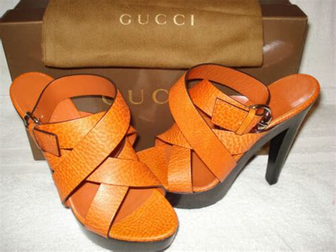 WOMEN GUCCI OLD LIBECCIO ORANGE PLATFORM HEEL 